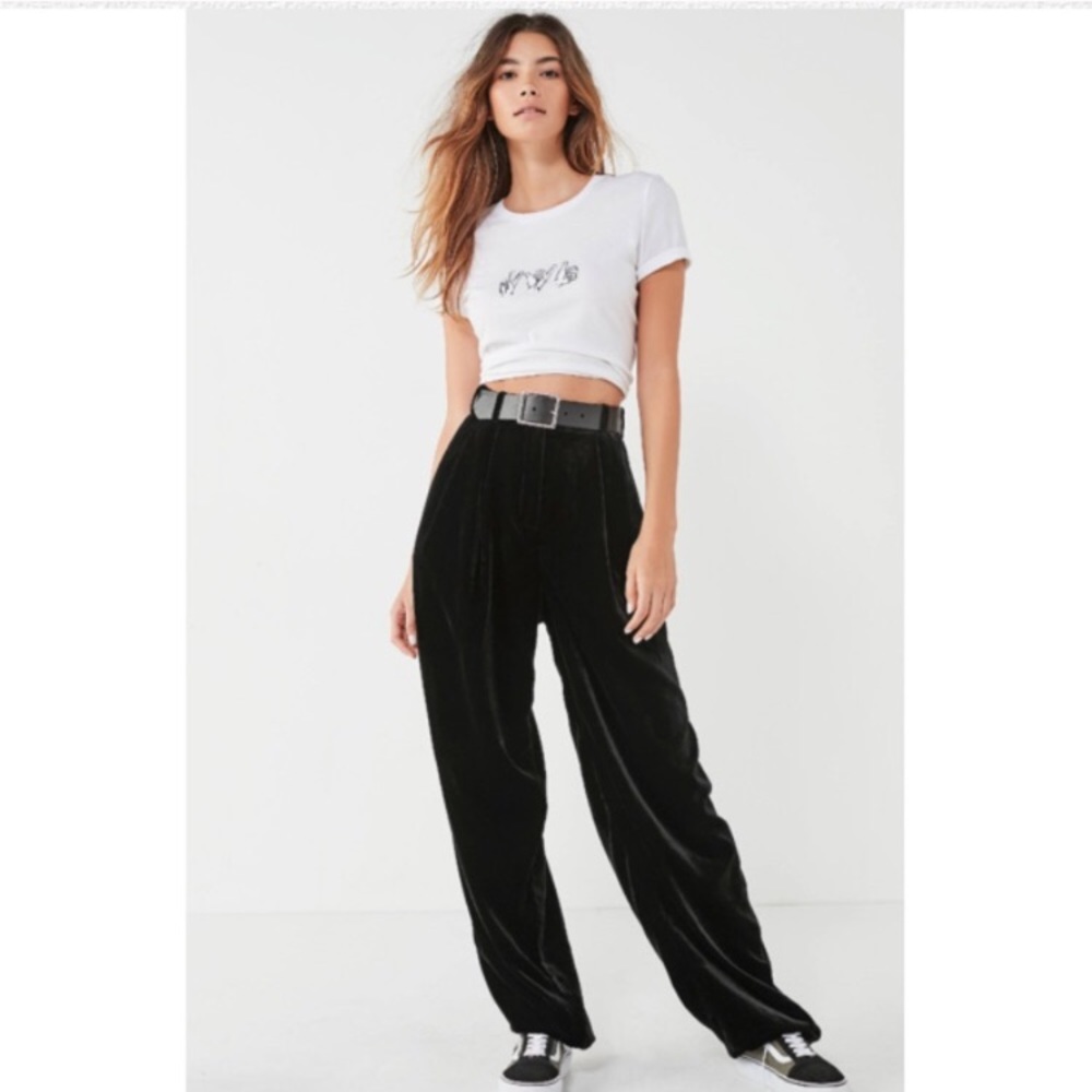 NWOT Black Velvet Pants Urban Outfitters 8